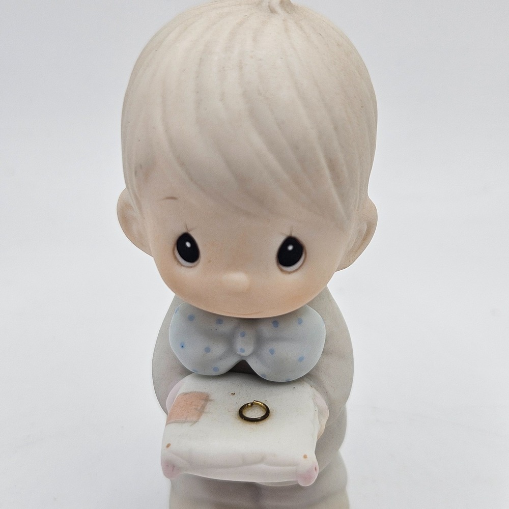 Precious Moments 1983 Ring Bearer Figurine Enesco E-2833 Wedding Boy Holding Pil